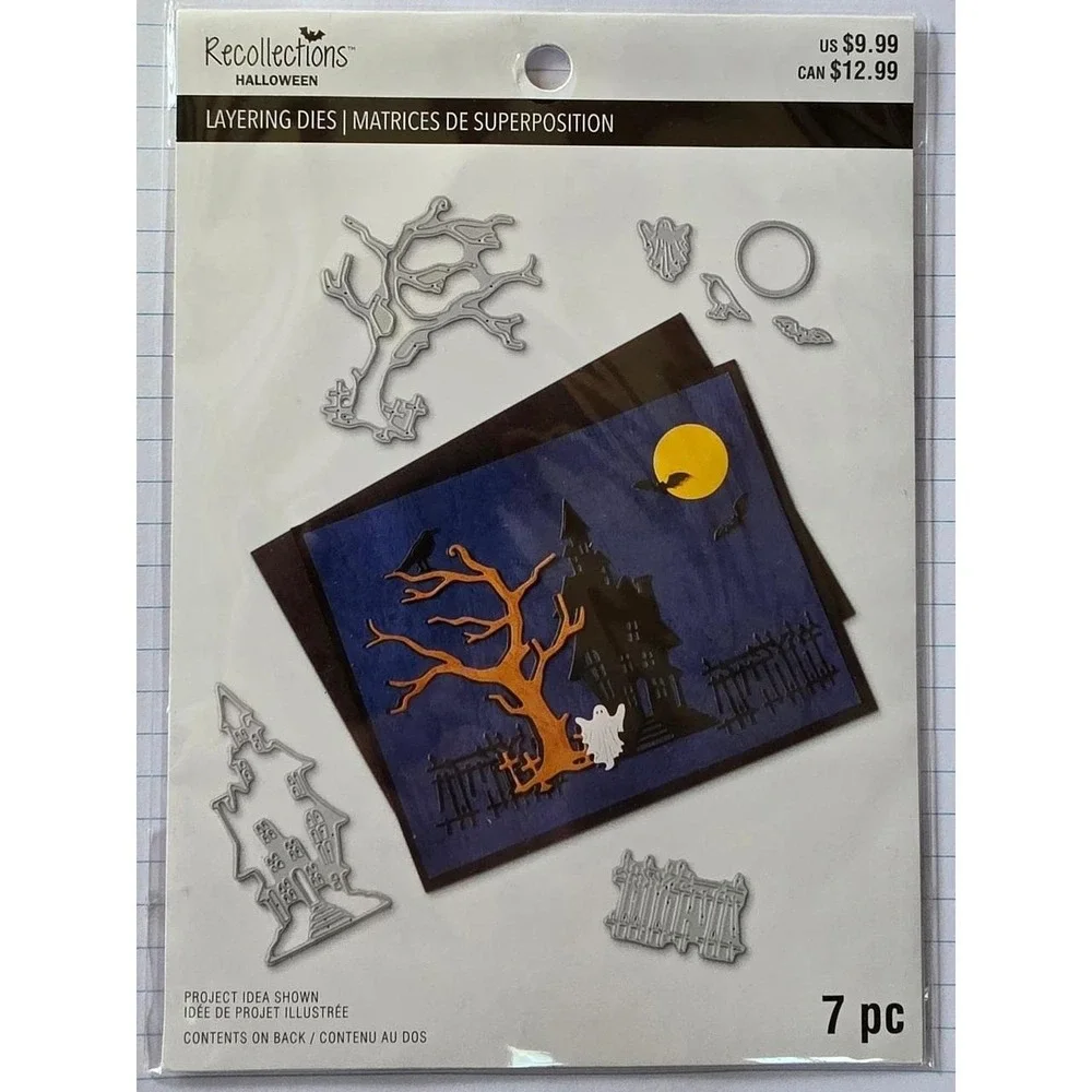 Recollections Halloween Layering Dies Set - Haunted House, Trees, Fence